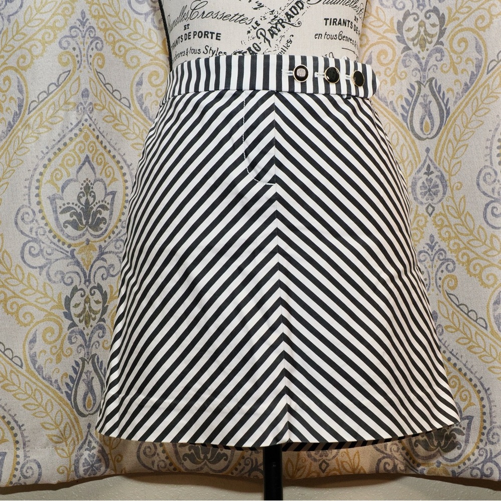 J.Crew Black and White Striped Cotton/Spandex Mini Skirt - Size 8